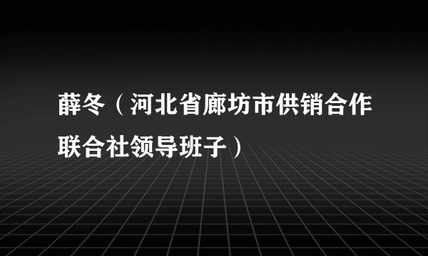 薛冬（河北省廊坊市供销合作联合社领导班子）