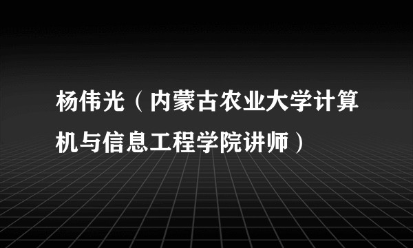 杨伟光（内蒙古农业大学计算机与信息工程学院讲师）