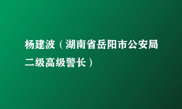 杨建波（湖南省岳阳市公安局二级高级警长）