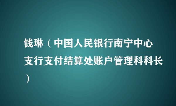 钱琳(中国人民银行南宁中心支行支付结算处账户管理科科长)