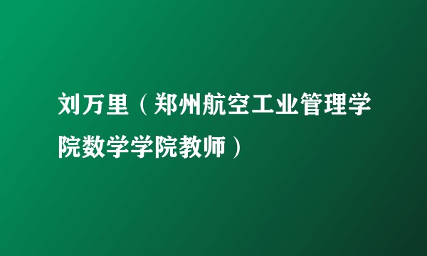刘万里（郑州航空工业管理学院数学学院教师）