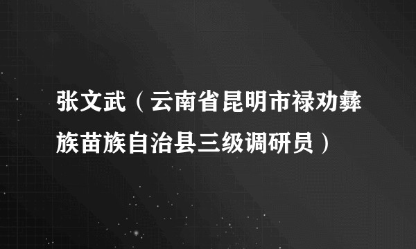 张文武(云南省昆明市禄劝彝族苗族自治县三级调研员)