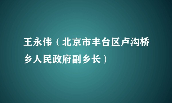 王永伟（北京市丰台区卢沟桥乡人民政府副乡长）