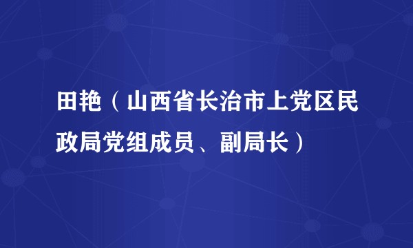 田艳（山西省长治市上党区民政局党组成员、副局长）
