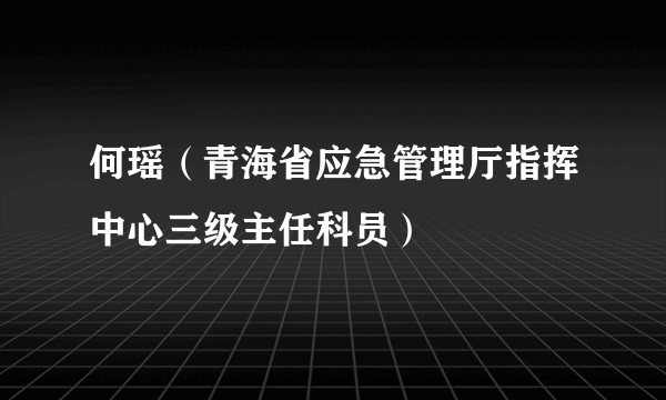 何瑶（青海省应急管理厅指挥中心三级主任科员）