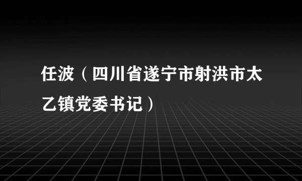 任波(四川省遂宁市射洪市太乙镇党委书记)