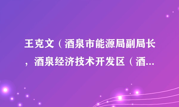王克文（酒泉市能源局副局长，酒泉经济技术开发区（酒泉高新技术产业开发区）管理委员会副主任（挂职））