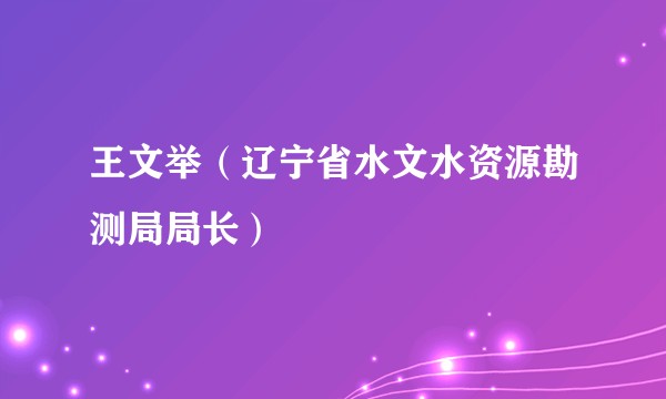 王文举(辽宁省水文水资源勘测局局长)