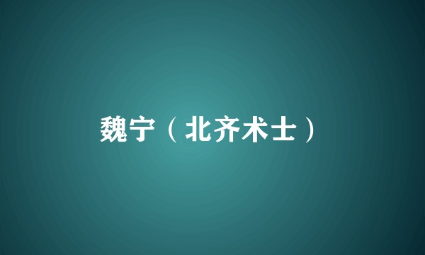 魏宁（北齐术士）