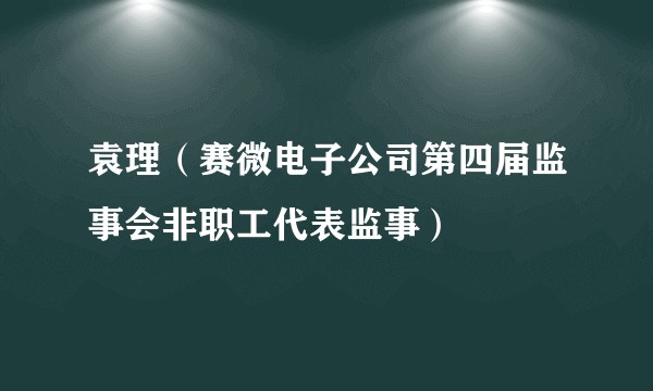 袁理（赛微电子公司第四届监事会非职工代表监事）
