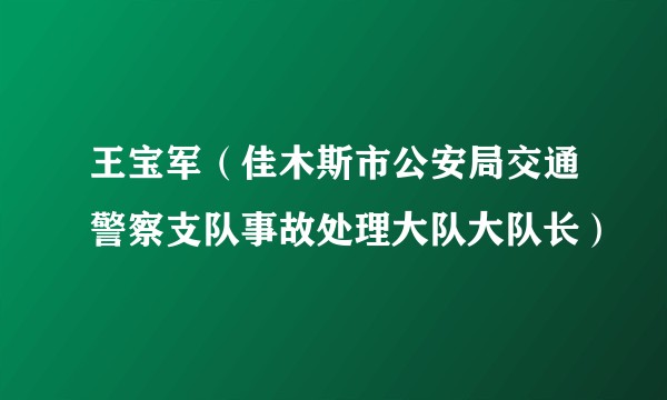 王宝军（佳木斯市公安局交通警察支队事故处理大队大队长）