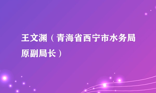 王文渊（青海省西宁市水务局原副局长）
