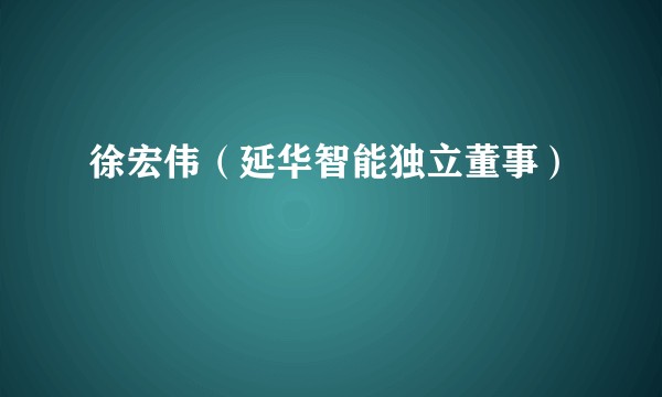 徐宏伟（延华智能独立董事）