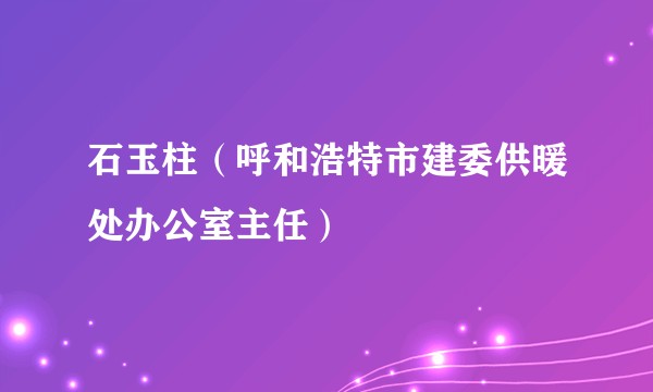 石玉柱（呼和浩特市建委供暖处办公室主任）