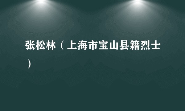 张松林(上海市宝山县籍烈士)