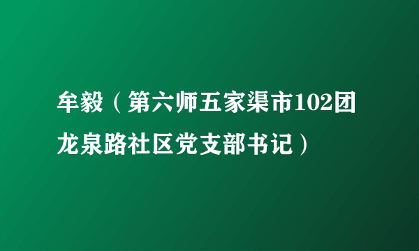牟毅（第六师五家渠市102团龙泉路社区党支部书记）