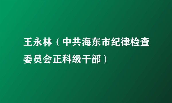 王永林（中共海东市纪律检查委员会正科级干部）