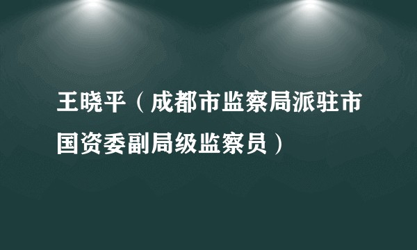 王晓平（成都市监察局派驻市国资委副局级监察员）