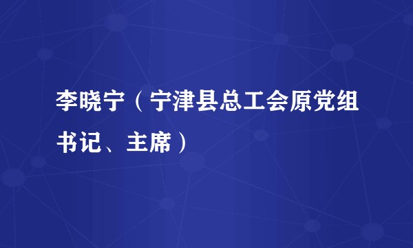 李晓宁（宁津县总工会原党组书记、主席）