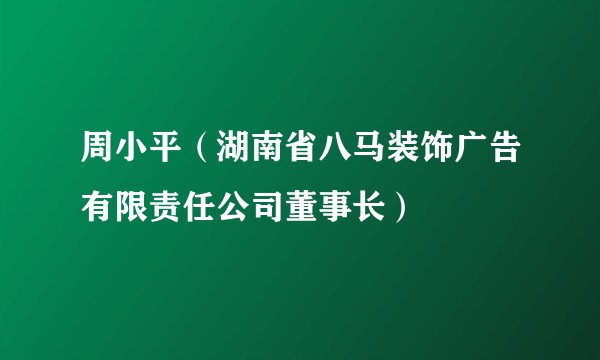 周小平（湖南省八马装饰广告有限责任公司董事长）