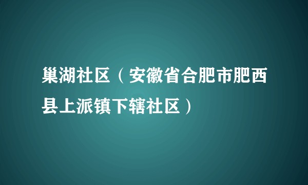 巢湖社区（安徽省合肥市肥西县上派镇下辖社区）