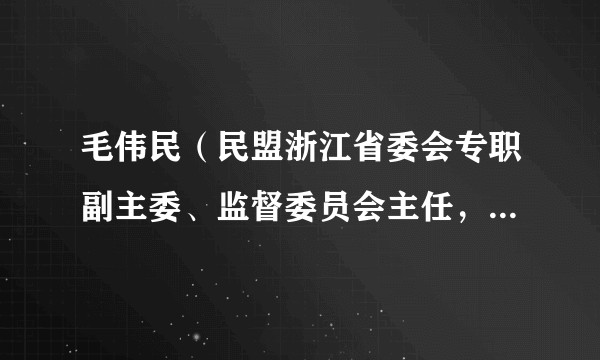 毛伟民(民盟浙江省委会专职副主委、监督委员会主任,杭州市教育局副局长,省政协副秘书长(兼))