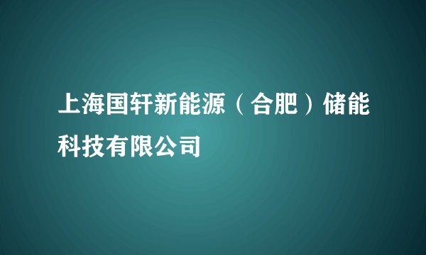 上海国轩新能源(合肥)储能科技有限公司