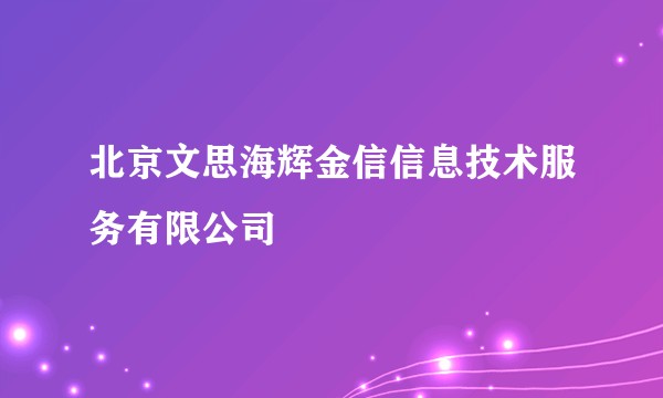 北京文思海辉金信信息技术服务有限公司