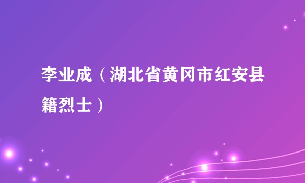 李业成（湖北省黄冈市红安县籍烈士）