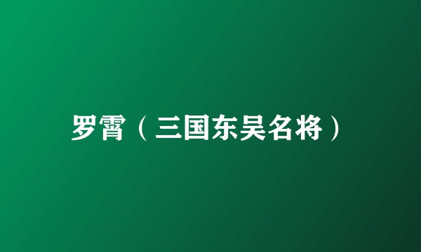 罗霄（三国东吴名将）
