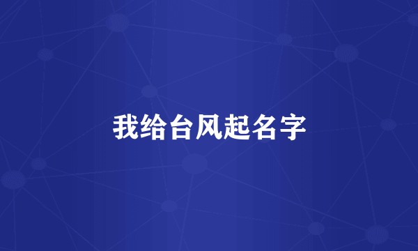 我给台风起名字