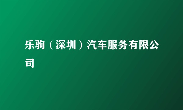 乐驹（深圳）汽车服务有限公司