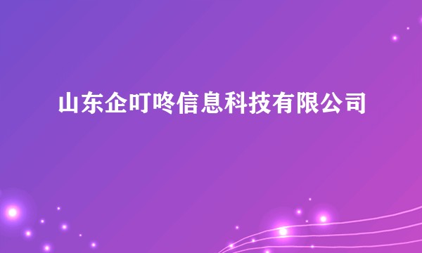 山东企叮咚信息科技有限公司