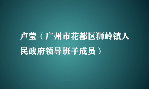 卢莹（广州市花都区狮岭镇人民政府领导班子成员）