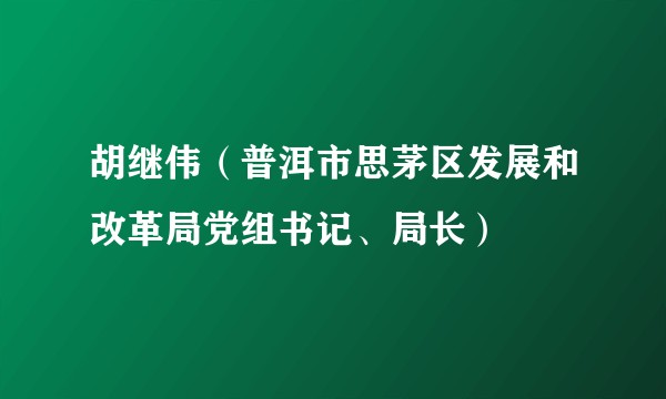 胡继伟(普洱市思茅区发展和改革局党组书记、局长)