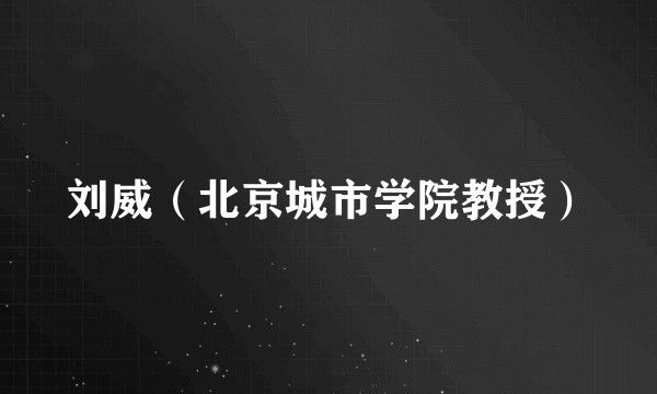 刘威（北京城市学院教授）