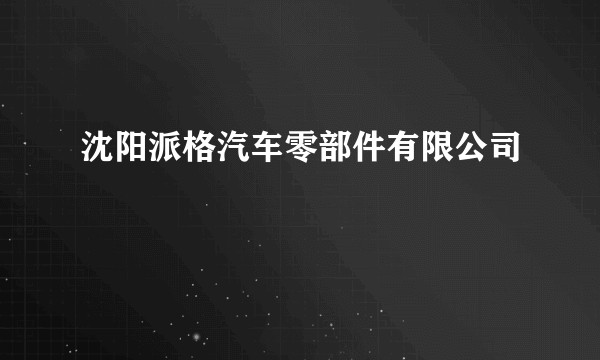 沈阳派格汽车零部件有限公司