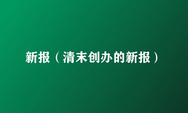 新报（清末创办的新报）