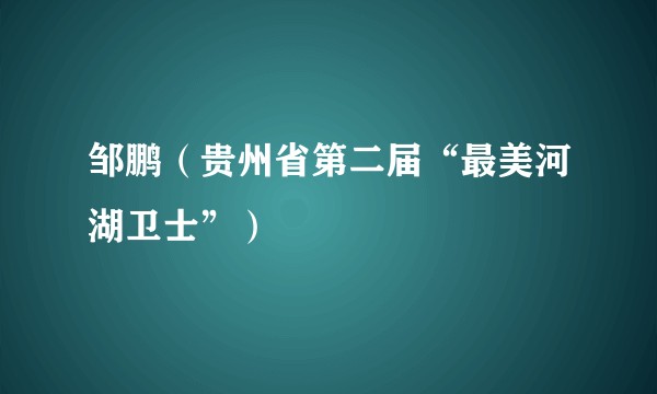 邹鹏（贵州省第二届“最美河湖卫士”）