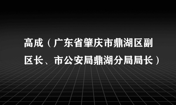 高成（广东省肇庆市鼎湖区副区长、市公安局鼎湖分局局长）