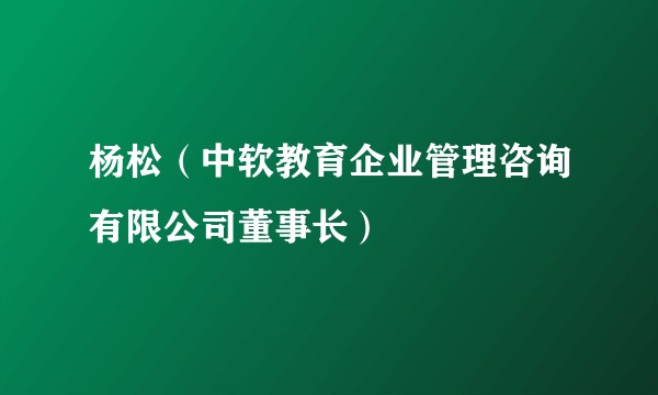 杨松（中软教育企业管理咨询有限公司董事长）