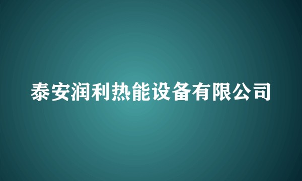 泰安润利热能设备有限公司