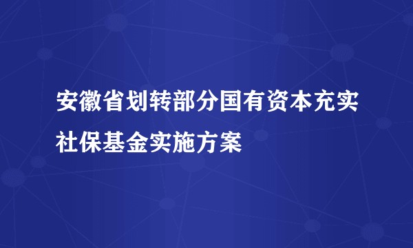 安徽省划转部分国有资本充实社保基金实施方案