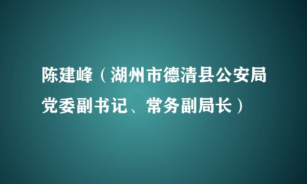 陈建峰(湖州市德清县公安局党委副书记、常务副局长)