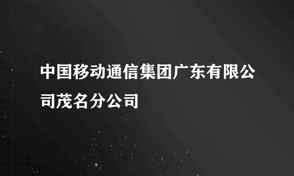 中国移动通信集团广东有限公司茂名分公司
