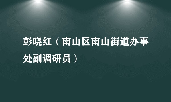 彭晓红（南山区南山街道办事处副调研员）