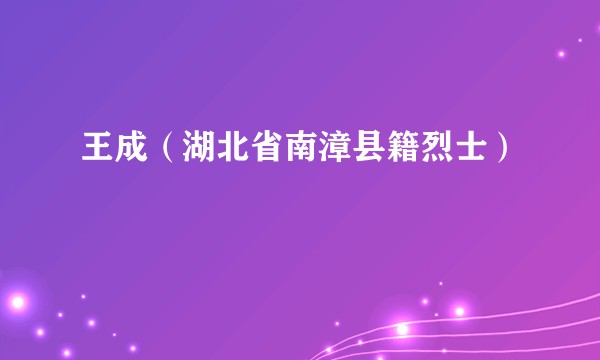 王成（湖北省南漳县籍烈士）