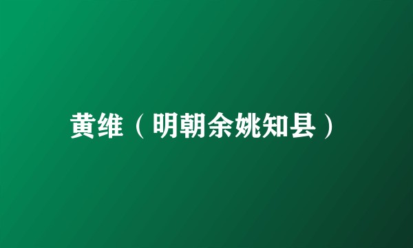 黄维（明朝余姚知县）