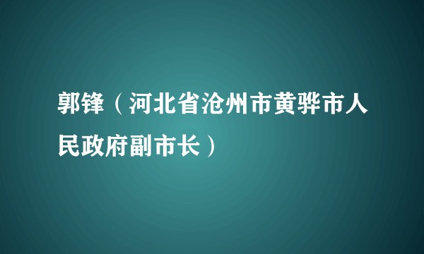 郭锋（河北省沧州市黄骅市人民政府副市长）