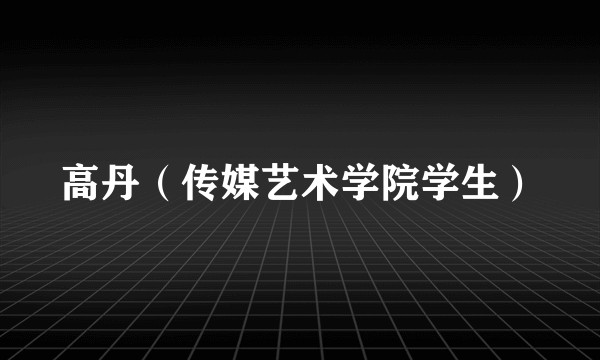 高丹（传媒艺术学院学生）